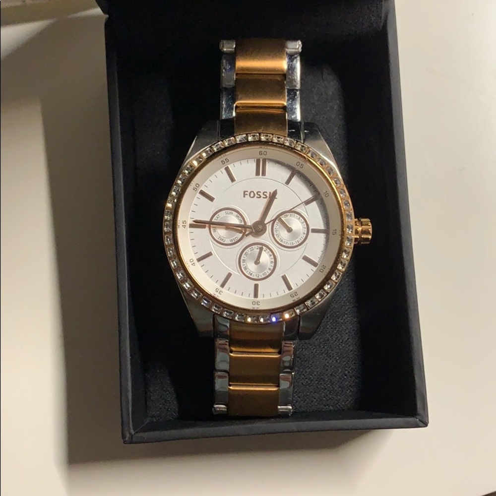 Gold and Silver Fossil Watch